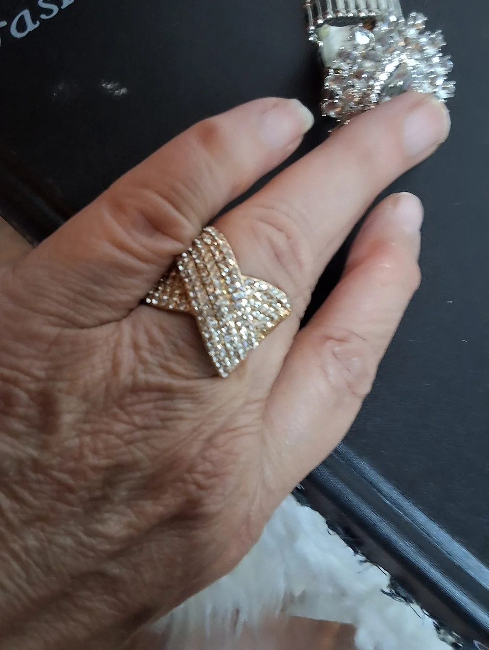 Sparkly Rhinestone Crystal Stretch Ring Bundle Statement Jewelryk